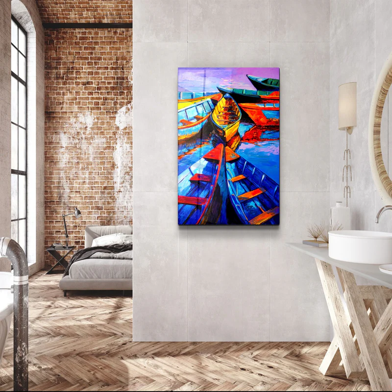・"Boats Meeting"・Glass Wall Art - Image 3