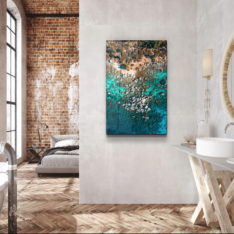 ・"A beautifully tranquil day at Lake Tahoe, CA"・Glass Wall Art - Image 3