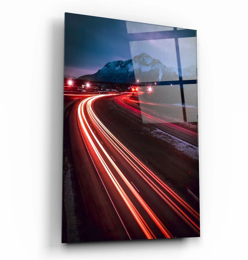 ・"Road and Mountains"・Glass Wall Art