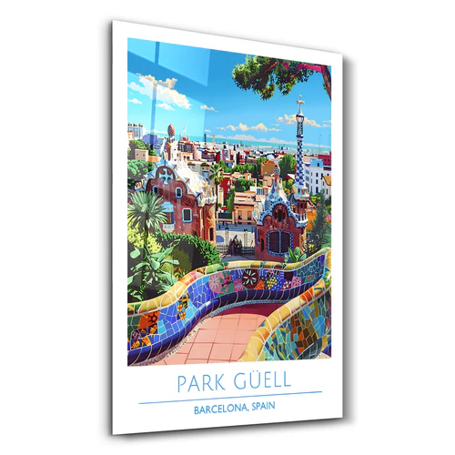 Park Guell-Barcelona Spain-Travel Posters | Glass Wall Art