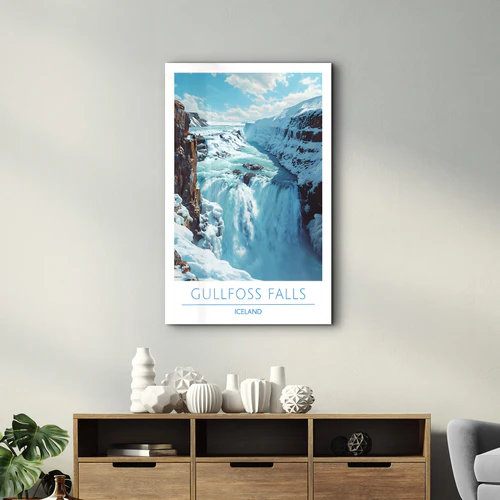 Gullfoss Iceland-Travel Posters | Glass Wall Art - Image 2