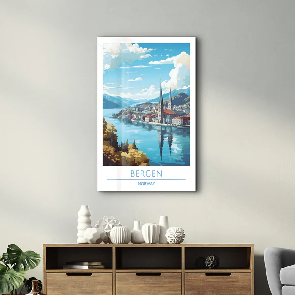 Bergen Norway-Travel Posters | Glass Wall Art - Image 2