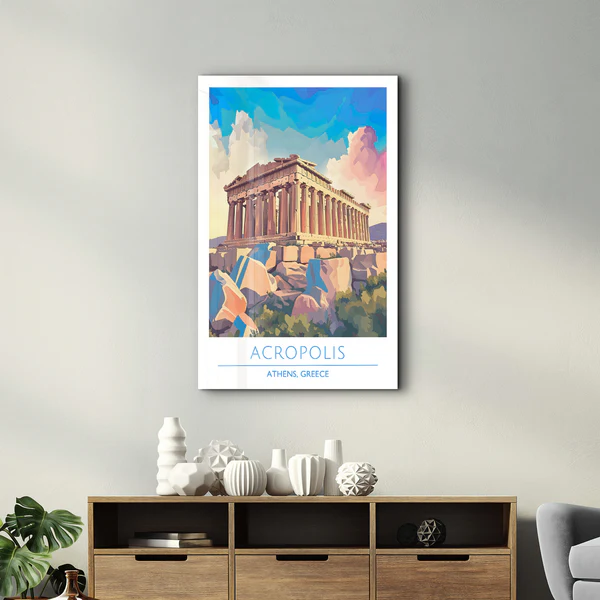 Acropolis-Athens Greece-Travel Posters | Glass Wall Art - Image 2