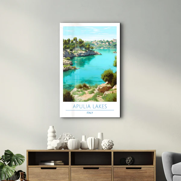 Apulia Lakes Italy-Travel Posters | Glass Wall Art - Image 2