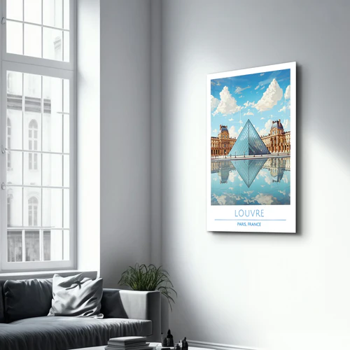 Louvre-Paris France-Travel Posters | Glass Wall Art - Image 2