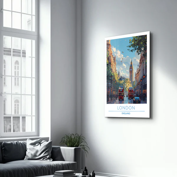 London England-Travel Posters | Glass Wall Art - Image 2