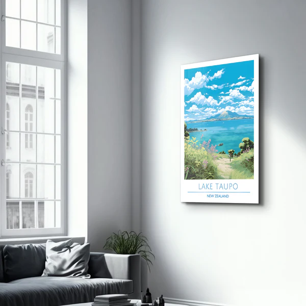 Lake Taupo New Zealand-Travel Posters | Glass Wall Art - Image 2
