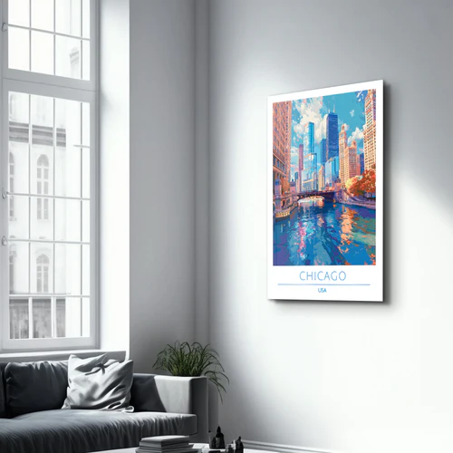 Chicago USA-Travel Posters | Glass Wall Art - Image 2