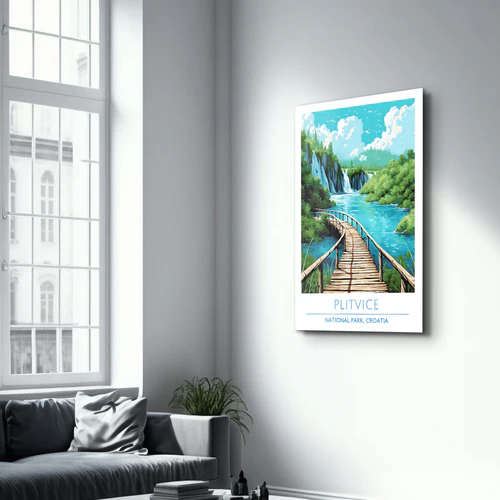 Plitvice-National Park Croatia-Travel Posters | Glass Wall Art - Image 2