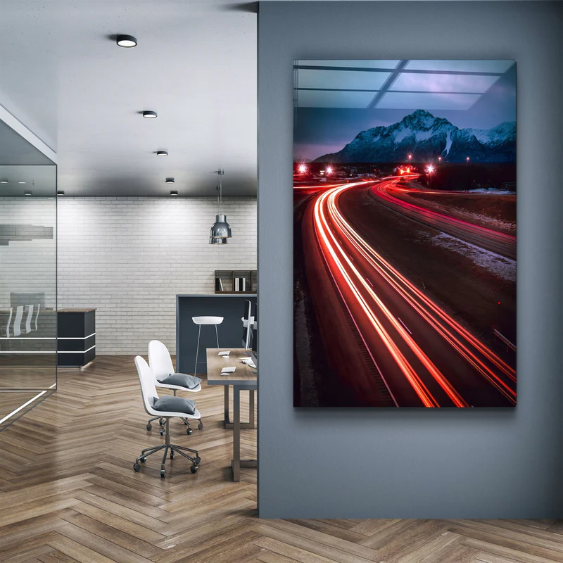 ・"Road and Mountains"・Glass Wall Art - Image 2