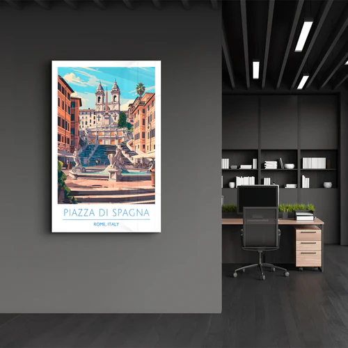 Piazza Di Spagna-Rome Italy-Travel Posters | Glass Wall Art - Image 3