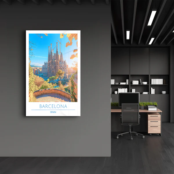 Barcelona Spain-Travel Posters | Glass Wall Art - Image 3