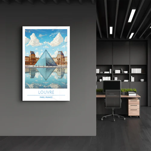Louvre-Paris France-Travel Posters | Glass Wall Art - Image 3