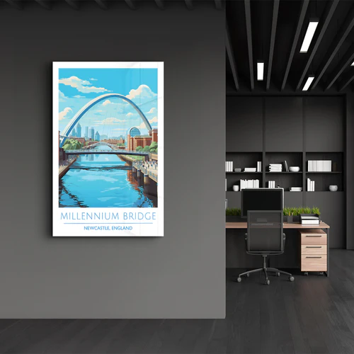 Millennium Bridge-Newcastle England-Travel Posters | Glass Wall Art - Image 3