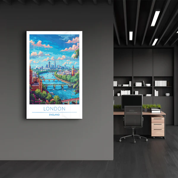 London England-Travel Posters | Glass Wall Art - Image 3