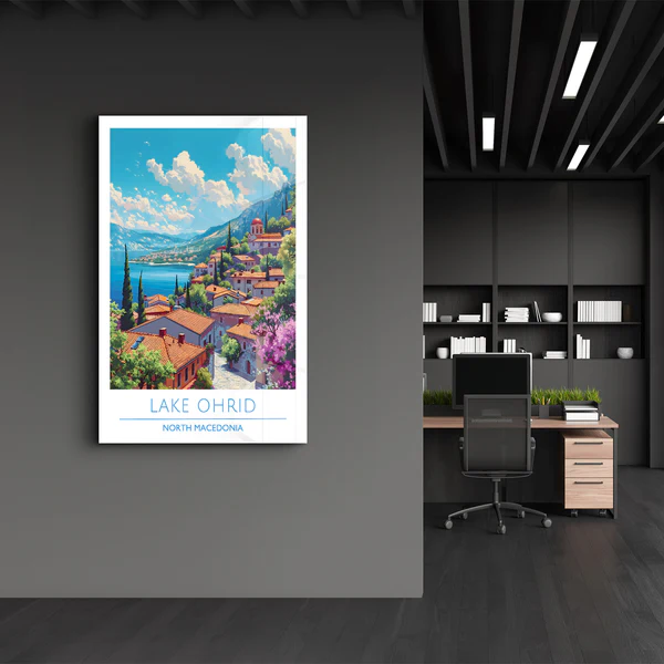 Lake Ohrid North Macedonia-Travel Posters | Glass Wall Art - Image 3