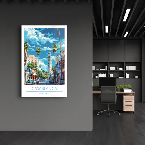 Casablanca Morocco-Travel Posters | Glass Wall Art - Image 3