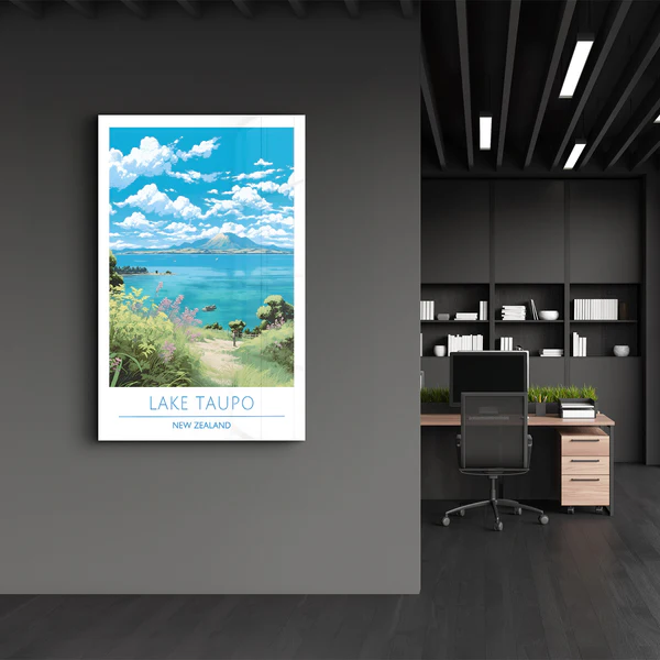 Lake Taupo New Zealand-Travel Posters | Glass Wall Art - Image 3
