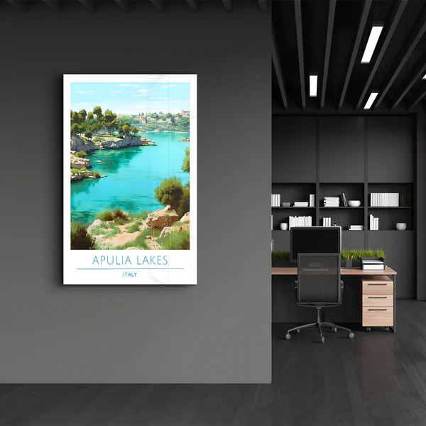 Apulia Lakes Italy-Travel Posters | Glass Wall Art - Image 3