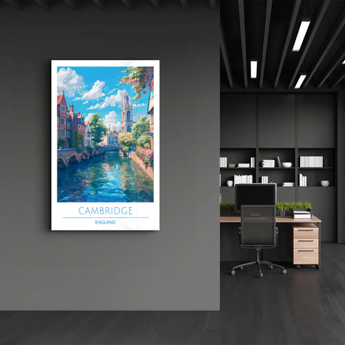 Cambridge England-Travel Posters | Glass Wall Art - Image 3