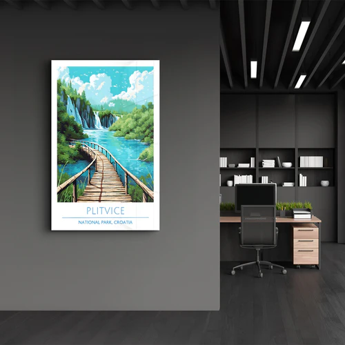 Plitvice-National Park Croatia-Travel Posters | Glass Wall Art - Image 3