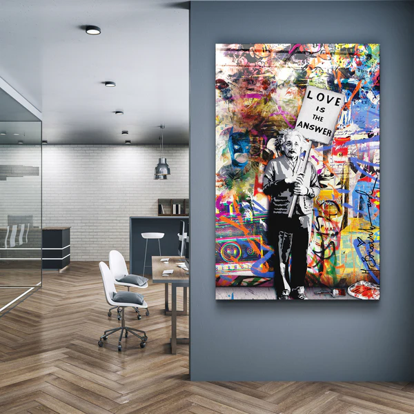 ・"Banksy - Love Is The Answer"・Glass Wall Art - Image 2
