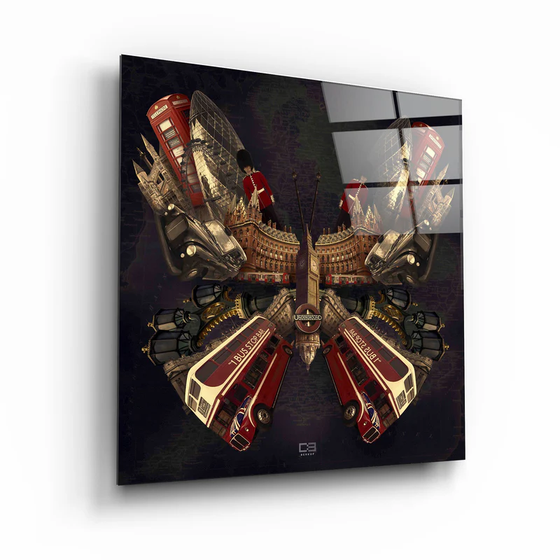 ・"Butterfly London"・Designers Collection Glass Wall Art