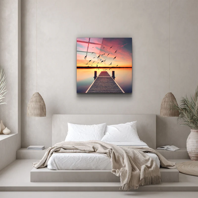 ・"Red Dock"・Glass Wall Art - Image 2