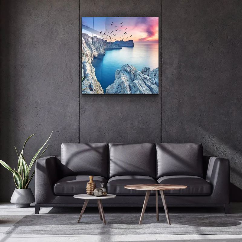 ・"Red Sunset"・Glass Wall Art - Image 2