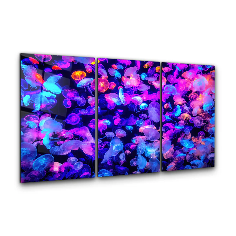 ・"Jellyfish - Trio"・Glass Wall Art
