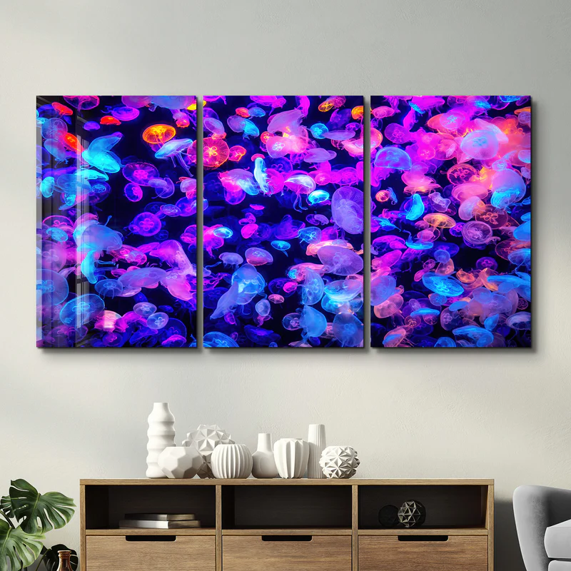 ・"Jellyfish - Trio"・Glass Wall Art - Image 3