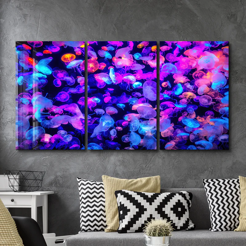 ・"Jellyfish - Trio"・Glass Wall Art - Image 2