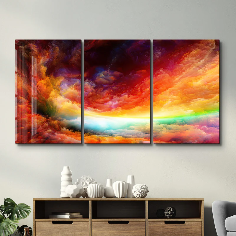 ・"Rainbow Clouds - Trio"・Glass Wall Art - Image 3