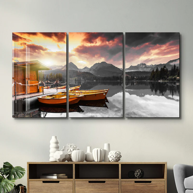 ・"Silent Lake V2 - Trio"・Glass Wall Art - Image 3