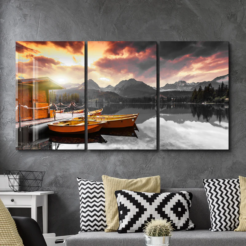 ・"Silent Lake V2 - Trio"・Glass Wall Art - Image 2