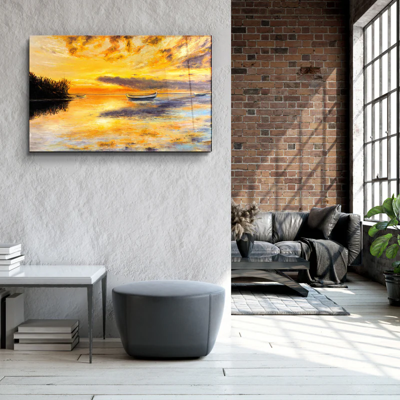 ・"Boats In A Calm Sea"・Glass Wall Art - Image 3