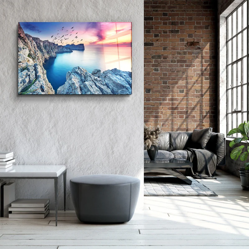 ・"Red Sunset"・Glass Wall Art - Image 3