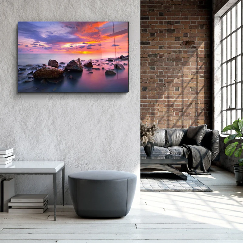 ・"Sunset at Sea"・Glass Wall Art - Image 3