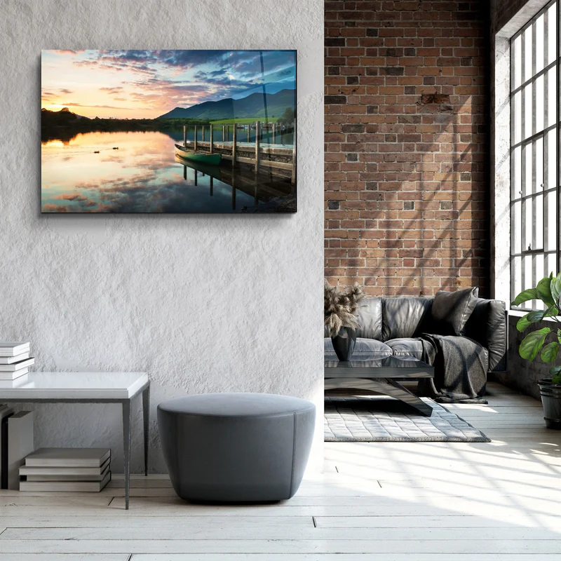 ・"Lake Landscape"・Glass Wall Art - Image 3