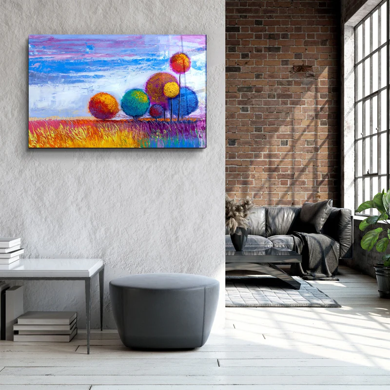 ・"Colorful Trees"・Glass Wall Art - Image 3
