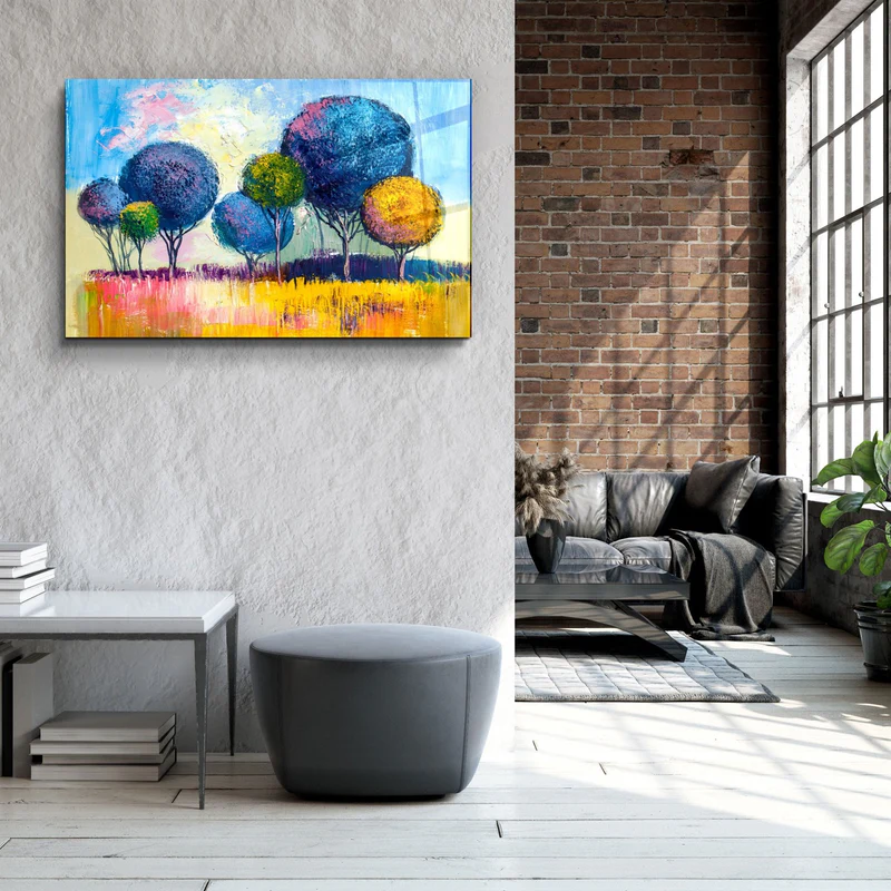 ・"Pompom Trees"・Glass Wall Art - Image 2