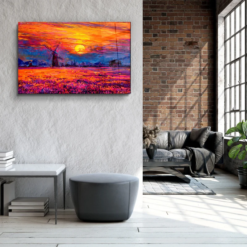 ・"Windmill and Sun"・Glass Wall Art - Image 3