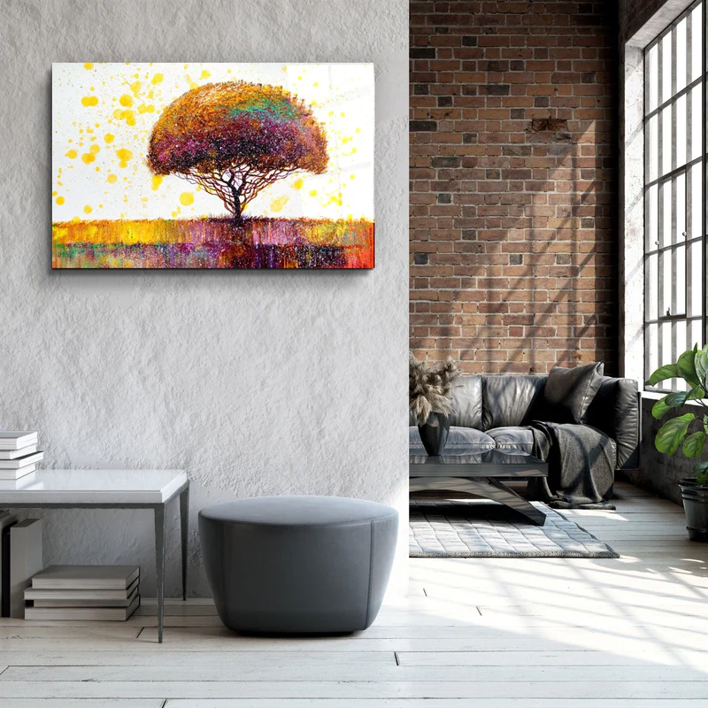 ・"Abstract Colorful Tree"・Glass Wall Art - Image 3