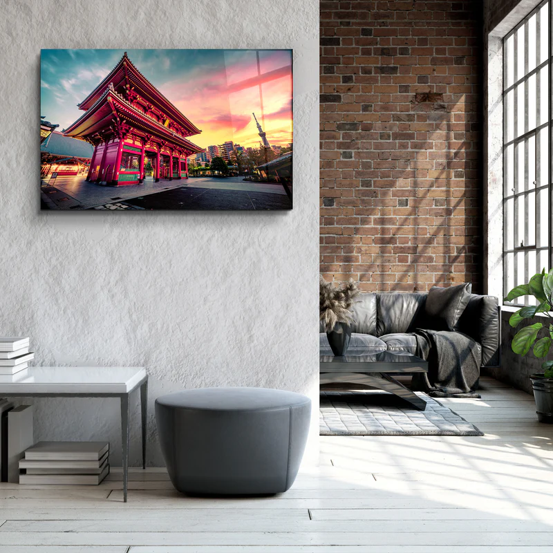 ・"Sensoju Temple with dramatic sky - Tokyo"・Glass Wall Art - Image 3