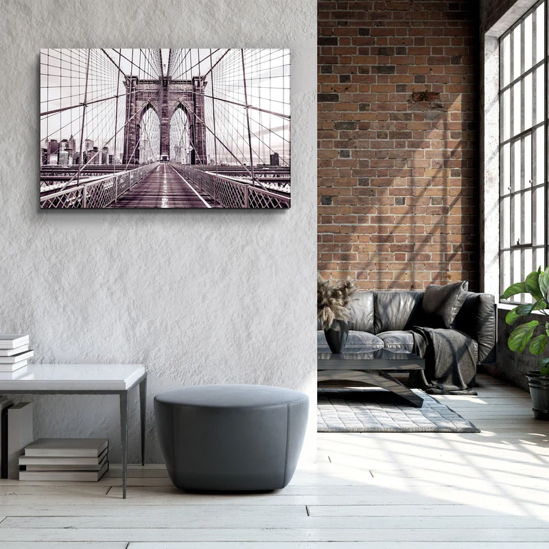 ・"Brooklyn Bridge Retro Bronze"・Glass Wall Art - Image 3