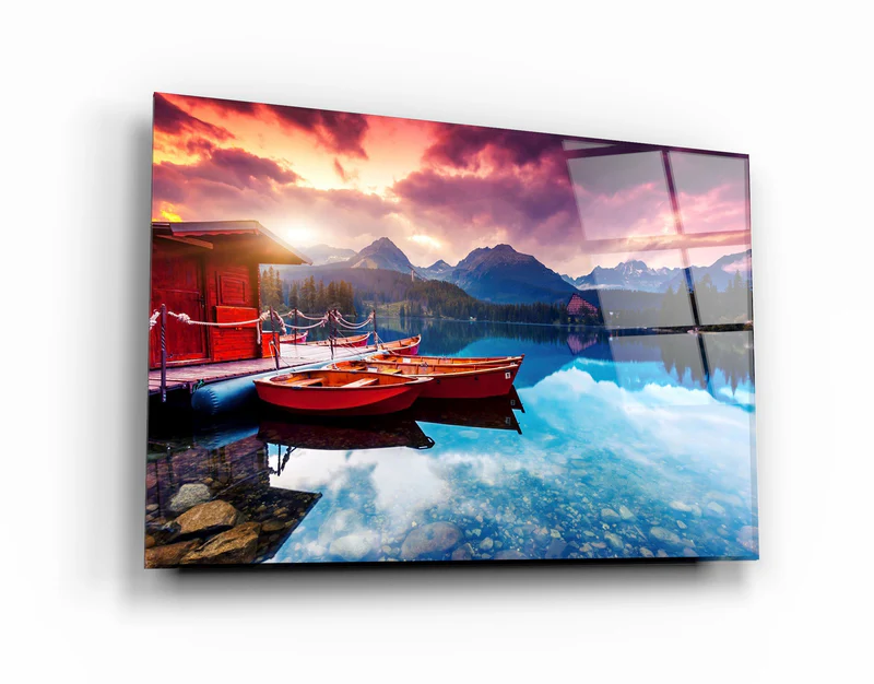 ・"Calm Lake"・Glass Wall Art