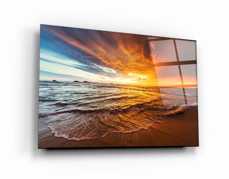 ・"Endless Ocean Wtih Sunset"・Glass Wall Art