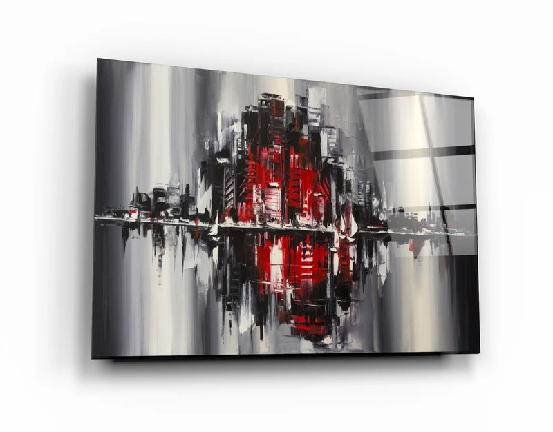 ・"Digicity Abstract"・Glass Wall Art