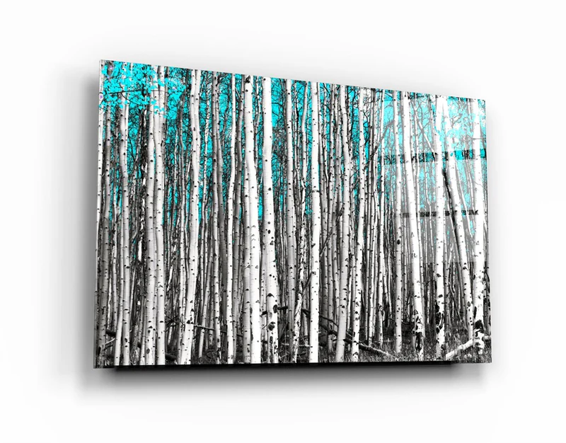 ・"Abstract White Trees V2"・Glass Wall Art