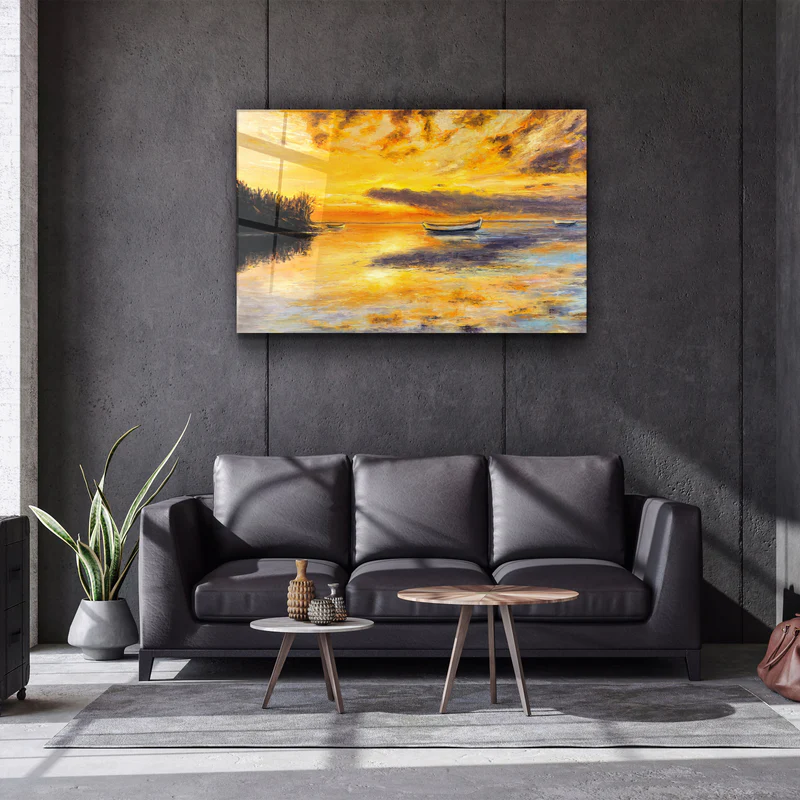 ・"Boats In A Calm Sea"・Glass Wall Art - Image 2